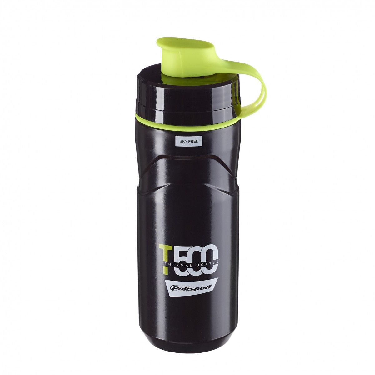 T500 Thermal Water Bottle 500ML Black and Lime Green Polisport